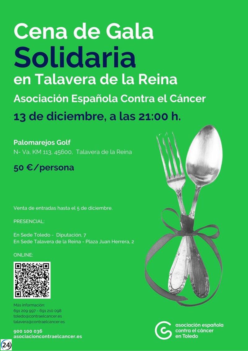 La AECC de Toledo organiza su segunda Cena Gala Solidaria el 13 de diciembre en Talavera de la Reina.