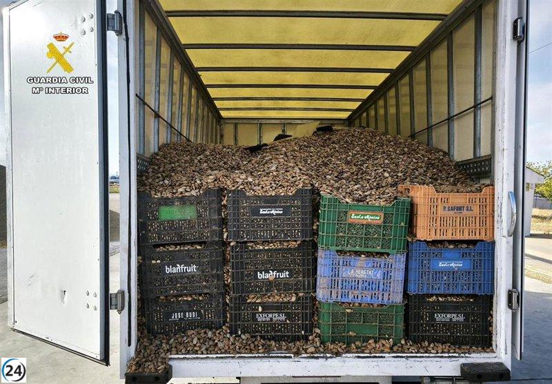 Arrestan a dos residentes de Albacete por sustraer 5.400 kilos de almendra en Barrax.