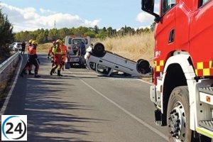 Conductor hospitalized después de accidente en la carretera de Nohales hacia Cuenca.