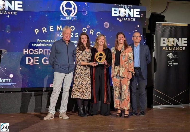 Hospital de Guadalajara premiado por su destacada labor en el tratamiento de fracturas de cadera, según la Sociedad Española de Investigación Ósea.