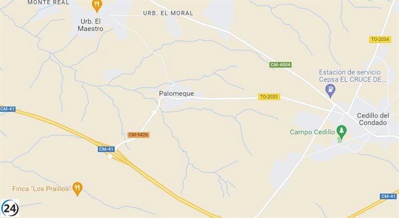 Incendio en empresa de carpintería de Palomeque provoca colapso de nave sin heridos.