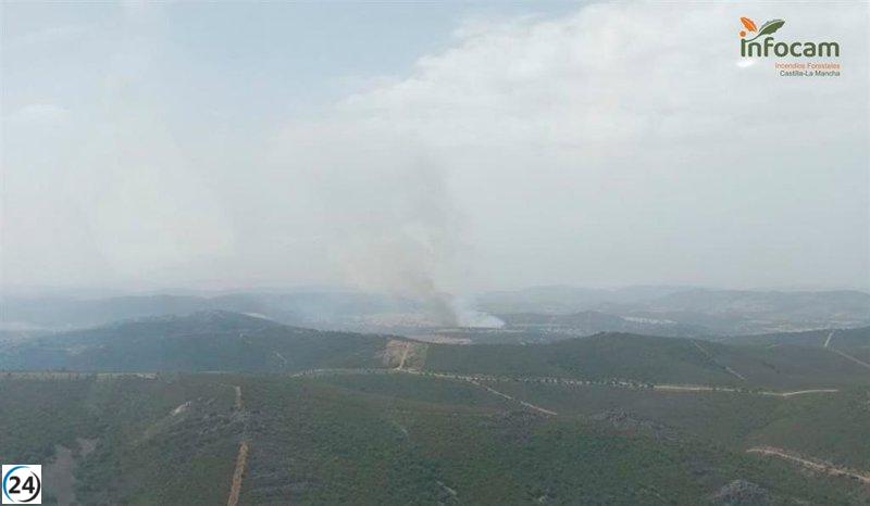 El incendio de Puebla de Don Rodrigo obliga al cierre de la carretera Nacional 430 en la frontera entre Ciudad Real y Badajoz.