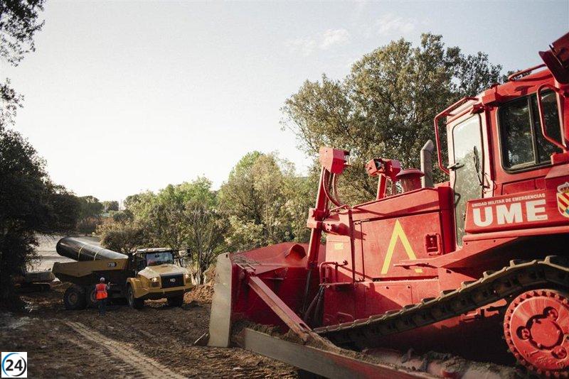 La DANA permite la recuperación del suministro de agua en 40 municipios tras la reparación provisional de la tubería rota en Picadas.